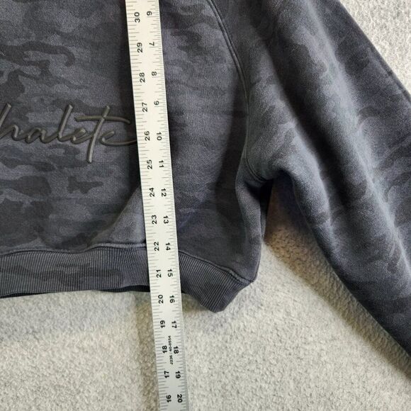 Alphalete Sweatshirt Womens M Gray Camo Cropped Fleece Logo Gym Lifting Crop - Picture 12 of 16